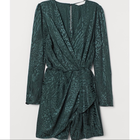 H&M | JACQUARD ROMPER | DARK GREEN | SIZE SMALL - Picture 2 of 3